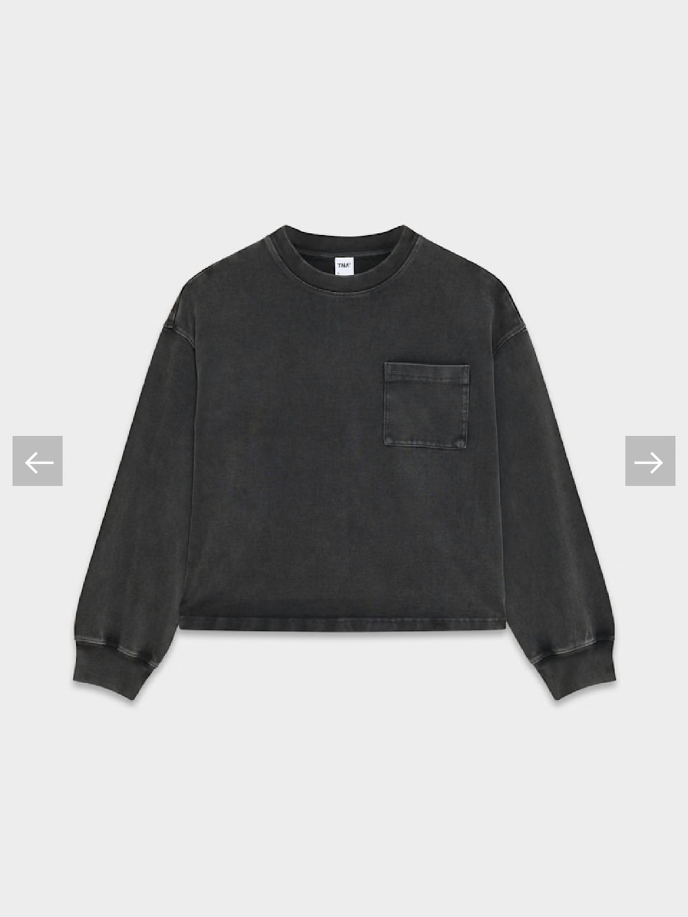 Aritzia Faded Black Crewneck Sweatshirt with Chest Pocket